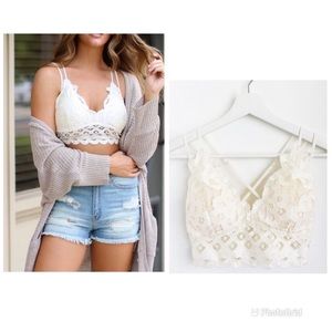 Ivory Crochet and Lace Bralette NWT